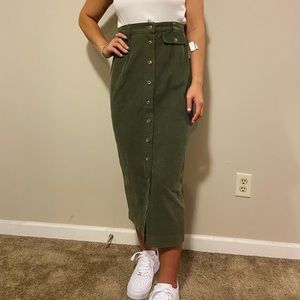 VINTAGE green corduroy maxi skirt